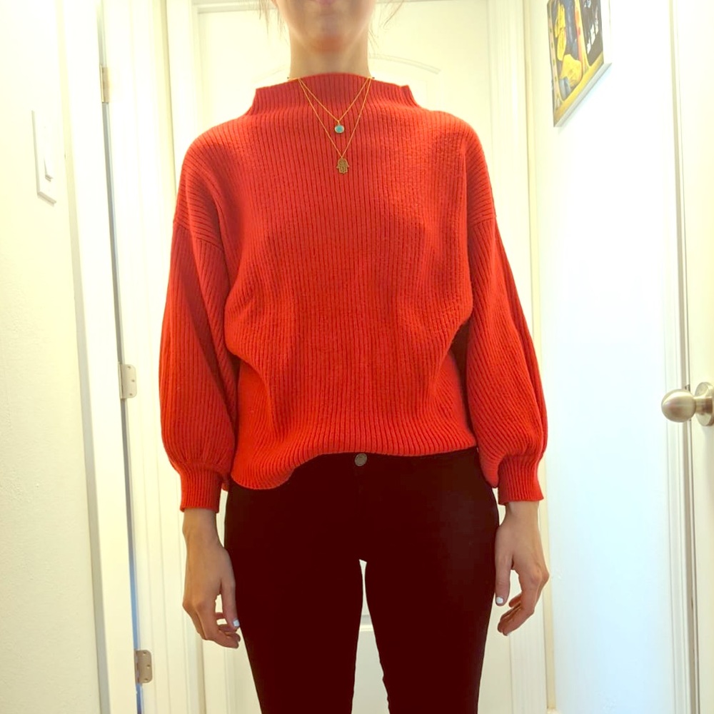Anthropologie red full sleeve sweater